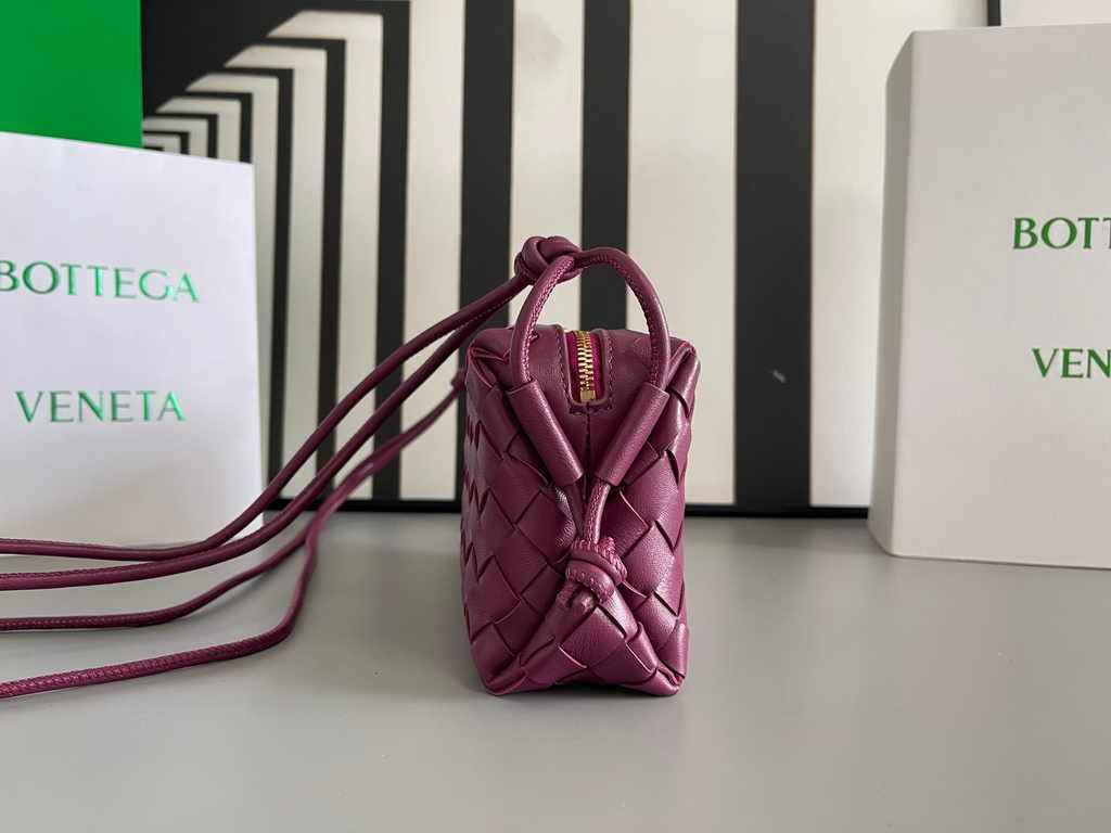 Bottega Veneta Mini Loop Camera Cross-Body Bag 680254 Dark Purple Lambskin