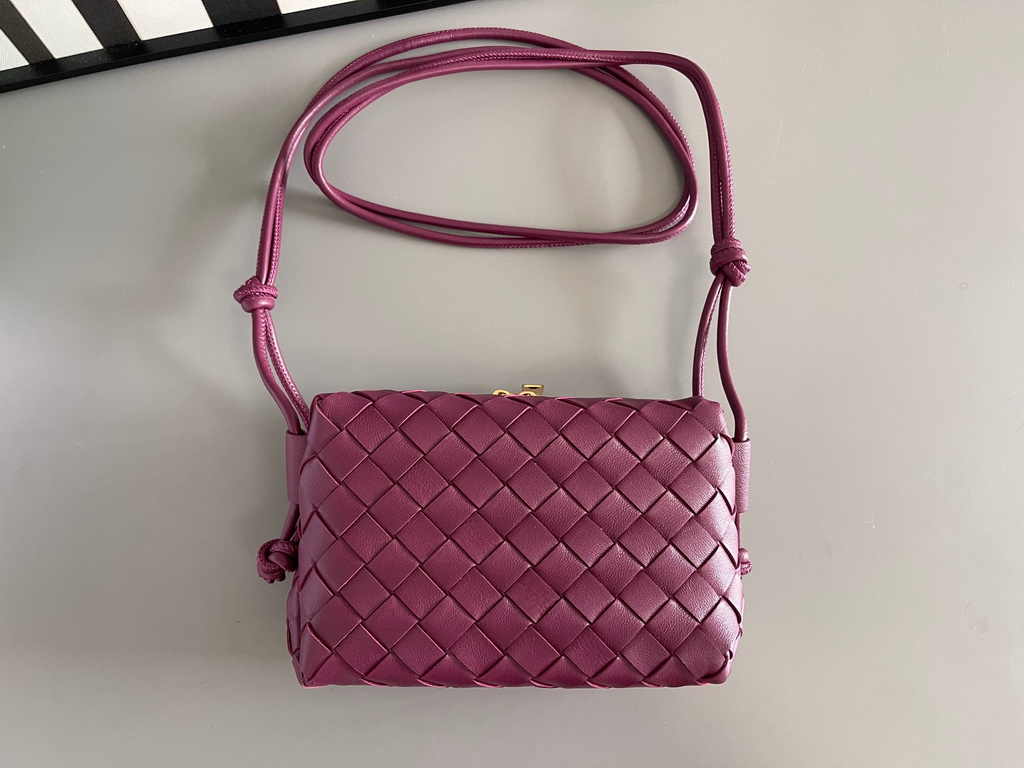 Bottega Veneta Mini Loop Camera Cross-Body Bag 680254 Dark Purple Lambskin