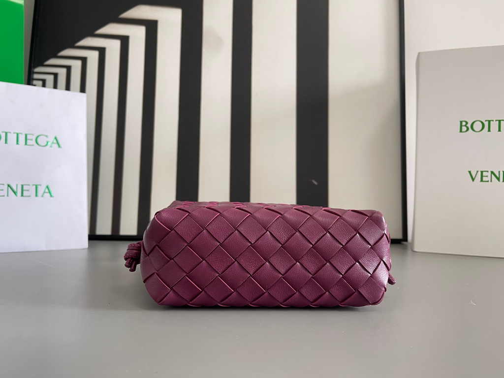 Bottega Veneta Mini Loop Camera Cross-Body Bag 680254 Dark Purple Lambskin