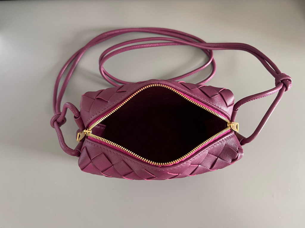 Bottega Veneta Mini Loop Camera Cross-Body Bag 680254 Dark Purple Lambskin
