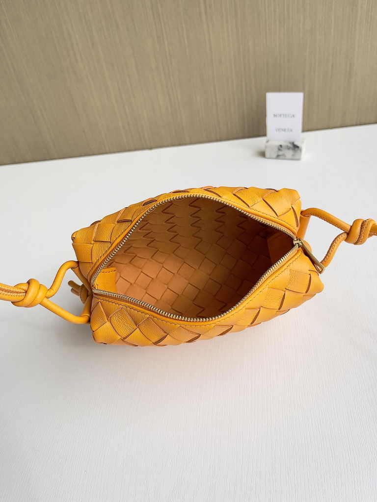 Bottega Veneta Mini Loop Camera Cross-Body Bag 680254 Yellow Lambskin