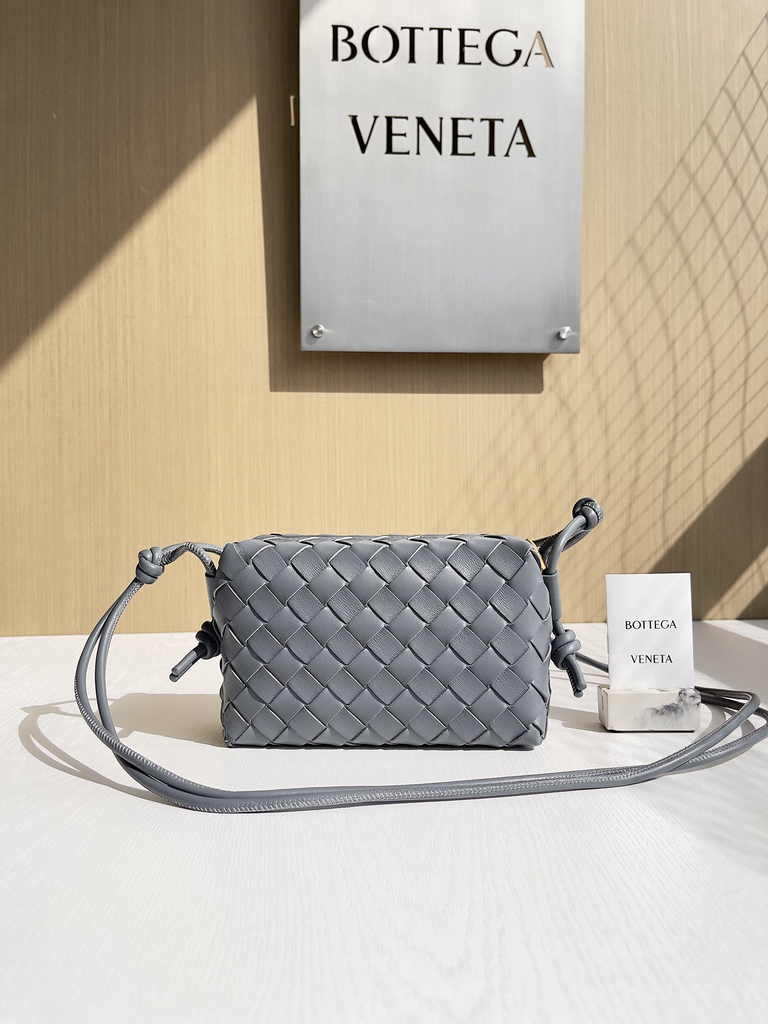 Bottega Veneta Mini Loop Camera Cross-Body Bag 680254 Gray Lambskin