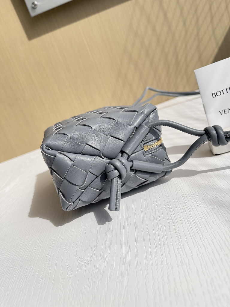 Bottega Veneta Mini Loop Camera Cross-Body Bag 680254 Gray Lambskin