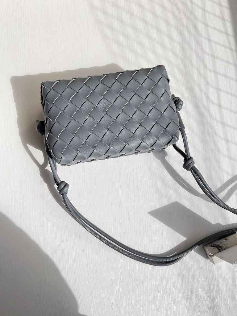 Bottega Veneta Mini Loop Camera Cross-Body Bag 680254 Gray Lambskin