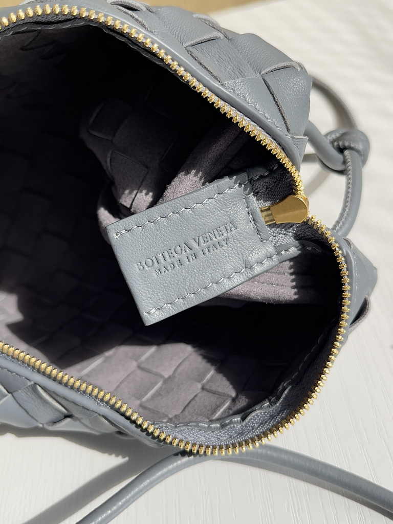 Bottega Veneta Mini Loop Camera Cross-Body Bag 680254 Gray Lambskin