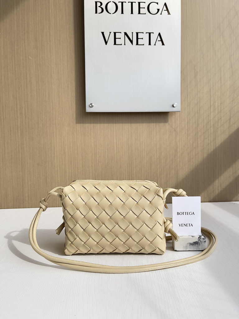 Bottega Veneta Mini Loop Camera Cross-Body Bag 680254 Dark Beige Lambskin