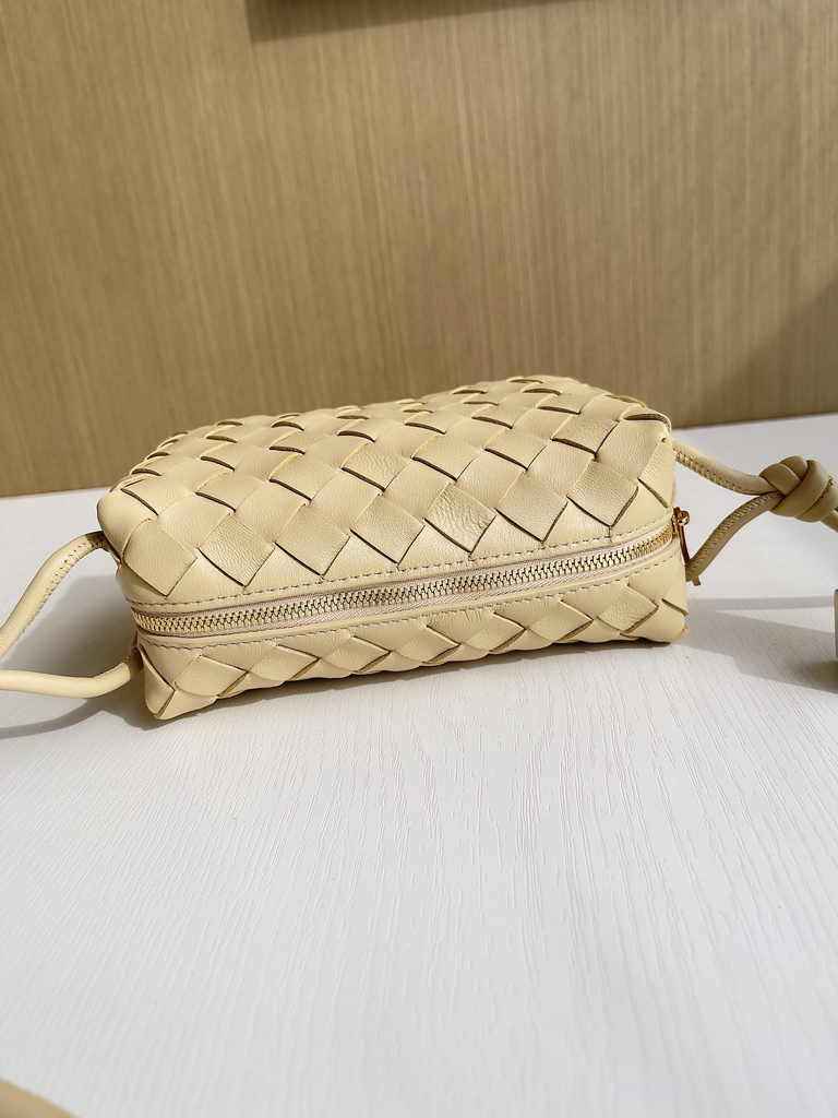 Bottega Veneta Mini Loop Camera Cross-Body Bag 680254 Dark Beige Lambskin
