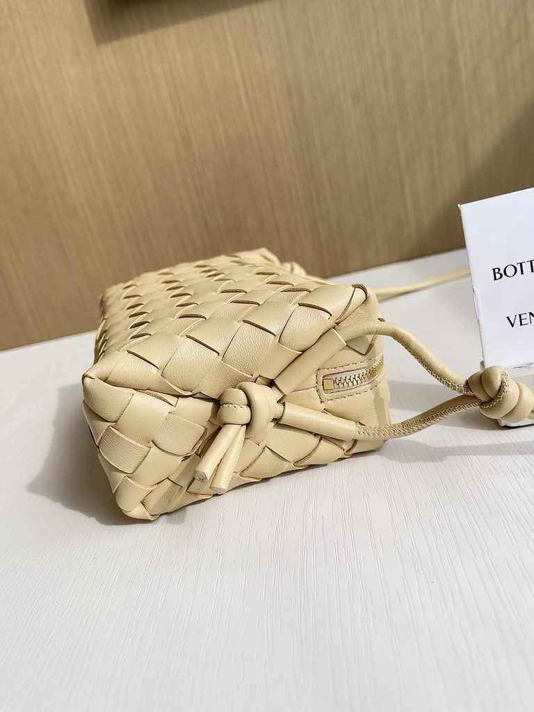 Bottega Veneta Mini Loop Camera Cross-Body Bag 680254 Dark Beige Lambskin