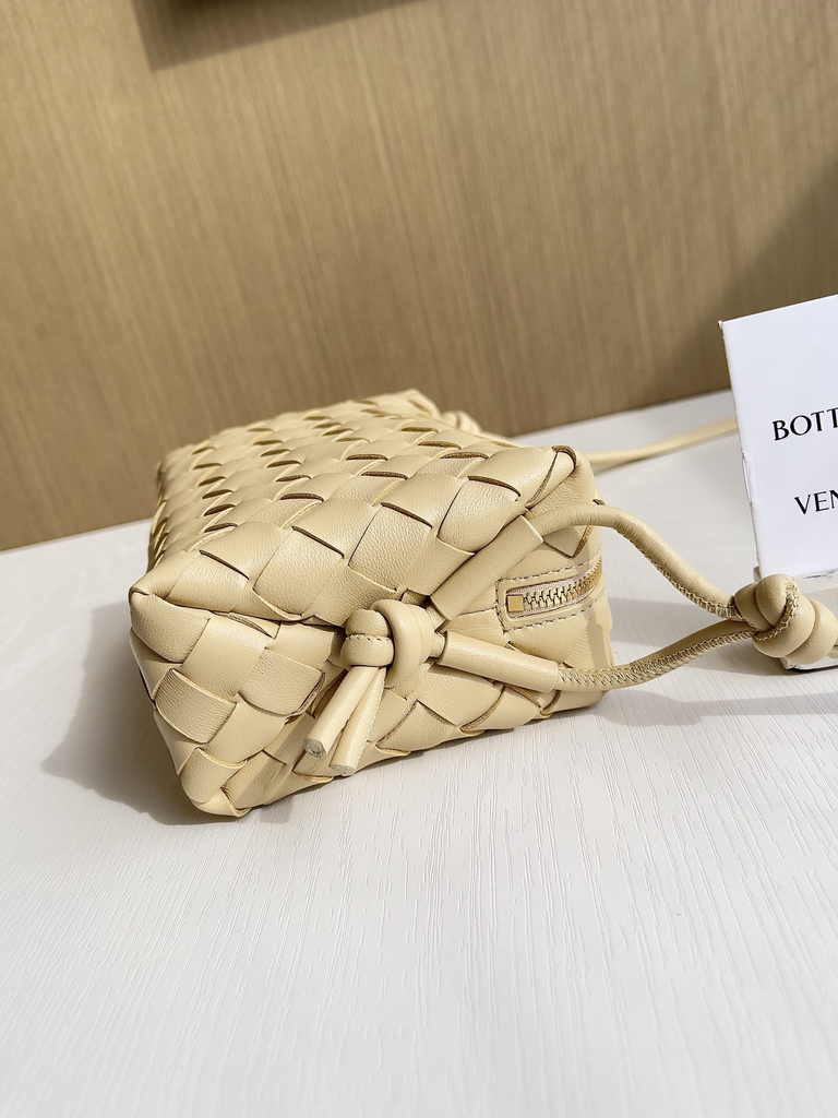 Bottega Veneta Mini Loop Camera Cross-Body Bag 680254 Dark Beige Lambskin