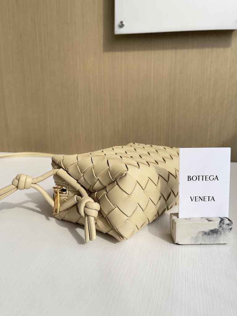 Bottega Veneta Mini Loop Camera Cross-Body Bag 680254 Dark Beige Lambskin