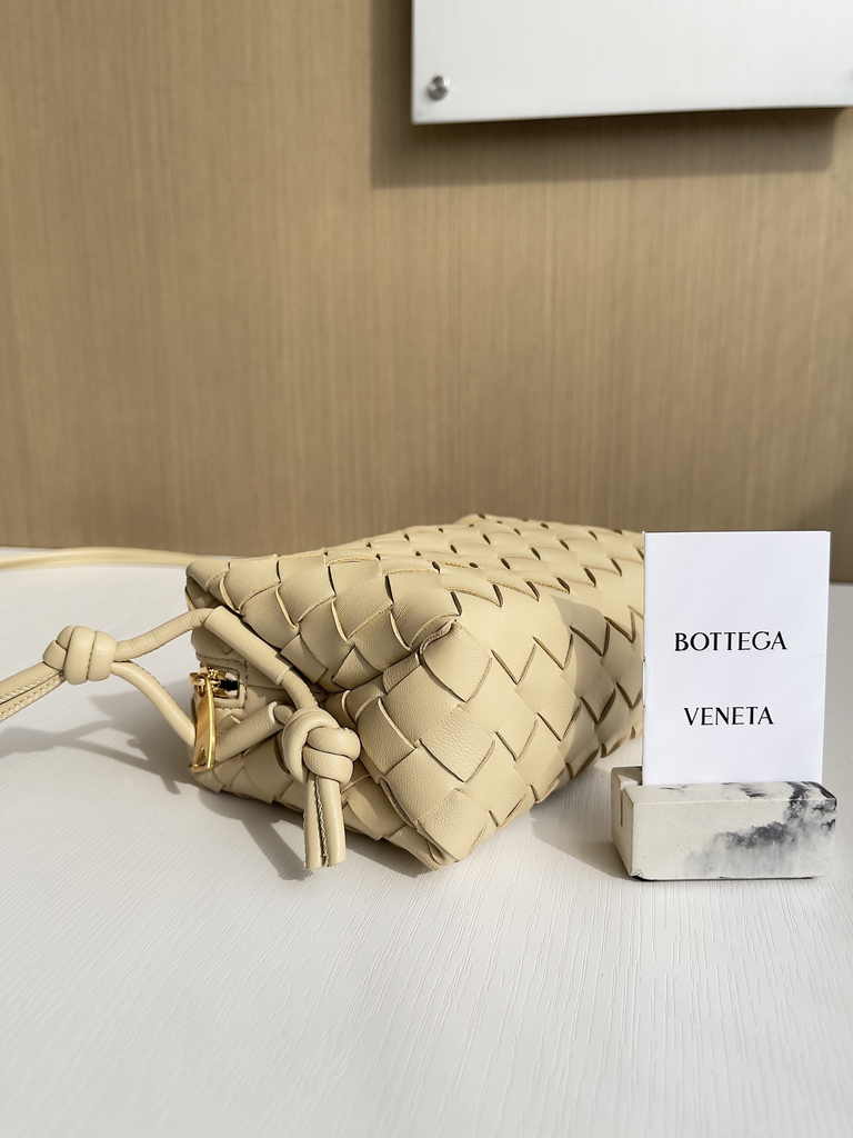 Bottega Veneta Mini Loop Camera Cross-Body Bag 680254 Dark Beige Lambskin