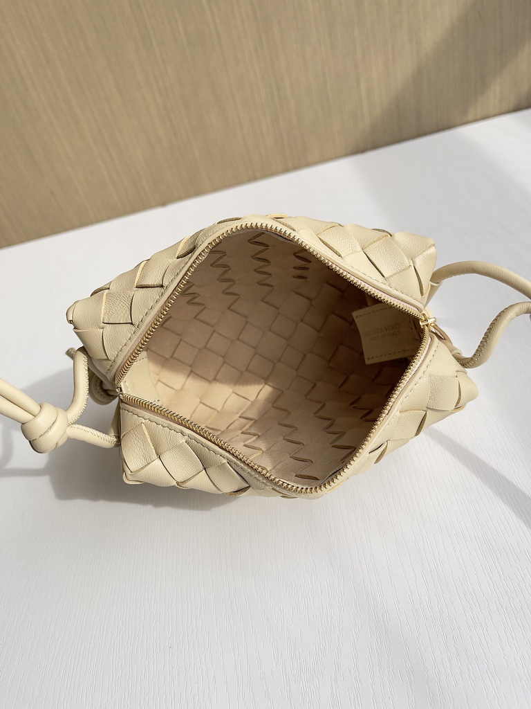 Bottega Veneta Mini Loop Camera Cross-Body Bag 680254 Dark Beige Lambskin