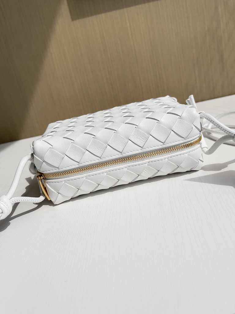 Bottega Veneta Mini Loop Camera Cross-Body Bag 680254 White Lambskin