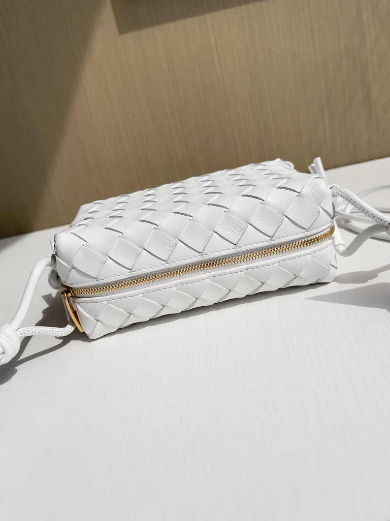Bottega Veneta Mini Loop Camera Cross-Body Bag 680254 White Lambskin