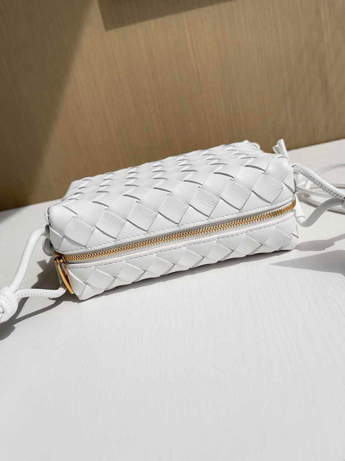 Bottega Veneta Mini Loop Camera Cross-Body Bag 680254 White Lambskin