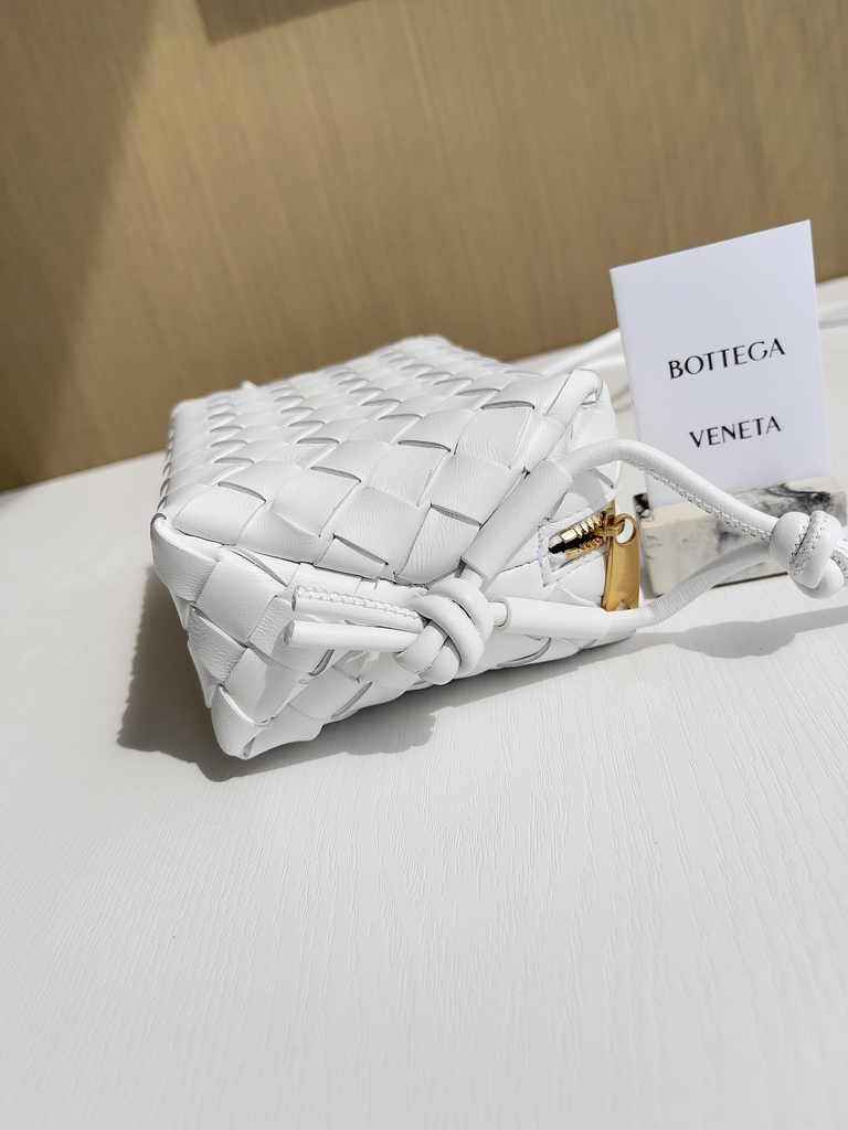 Bottega Veneta Mini Loop Camera Cross-Body Bag 680254 White Lambskin
