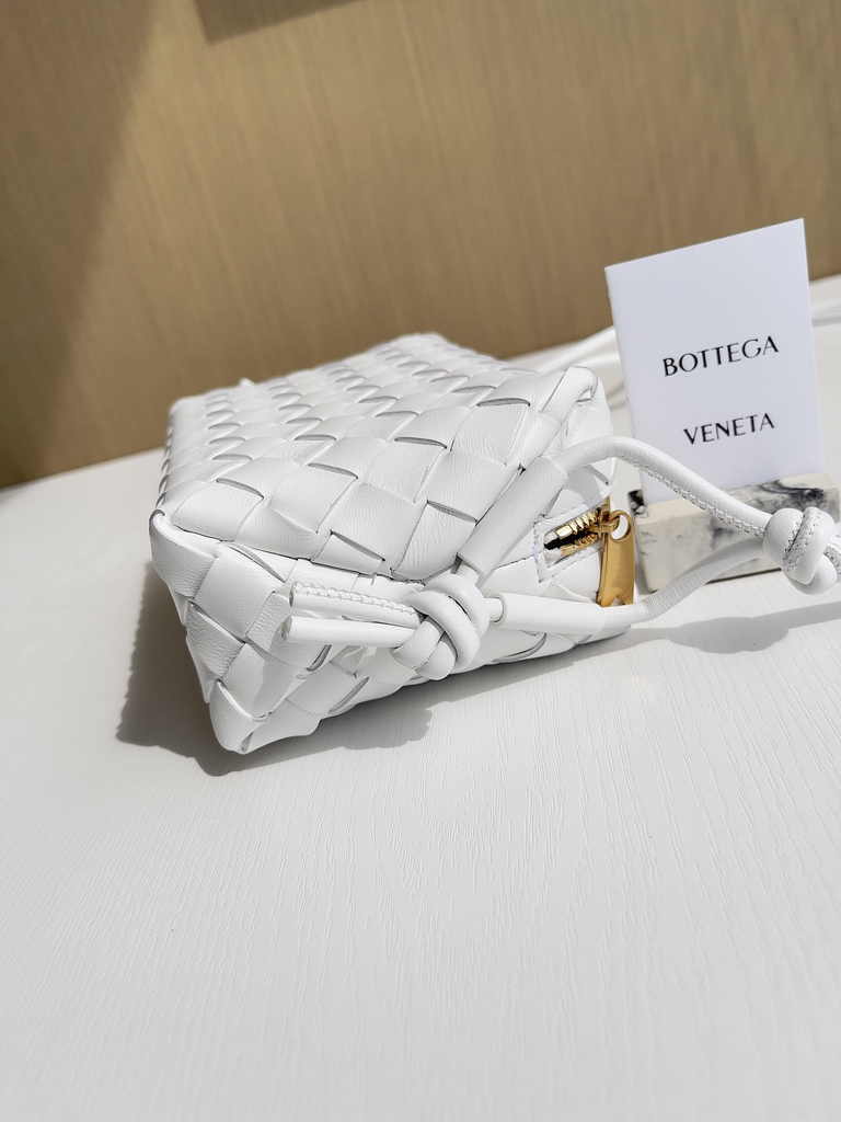 Bottega Veneta Mini Loop Camera Cross-Body Bag 680254 White Lambskin