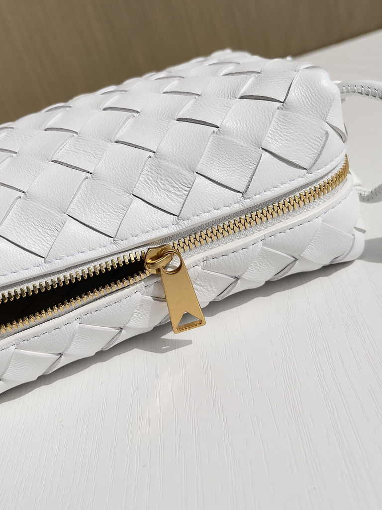 Bottega Veneta Mini Loop Camera Cross-Body Bag 680254 White Lambskin