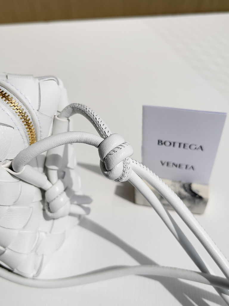 Bottega Veneta Mini Loop Camera Cross-Body Bag 680254 White Lambskin