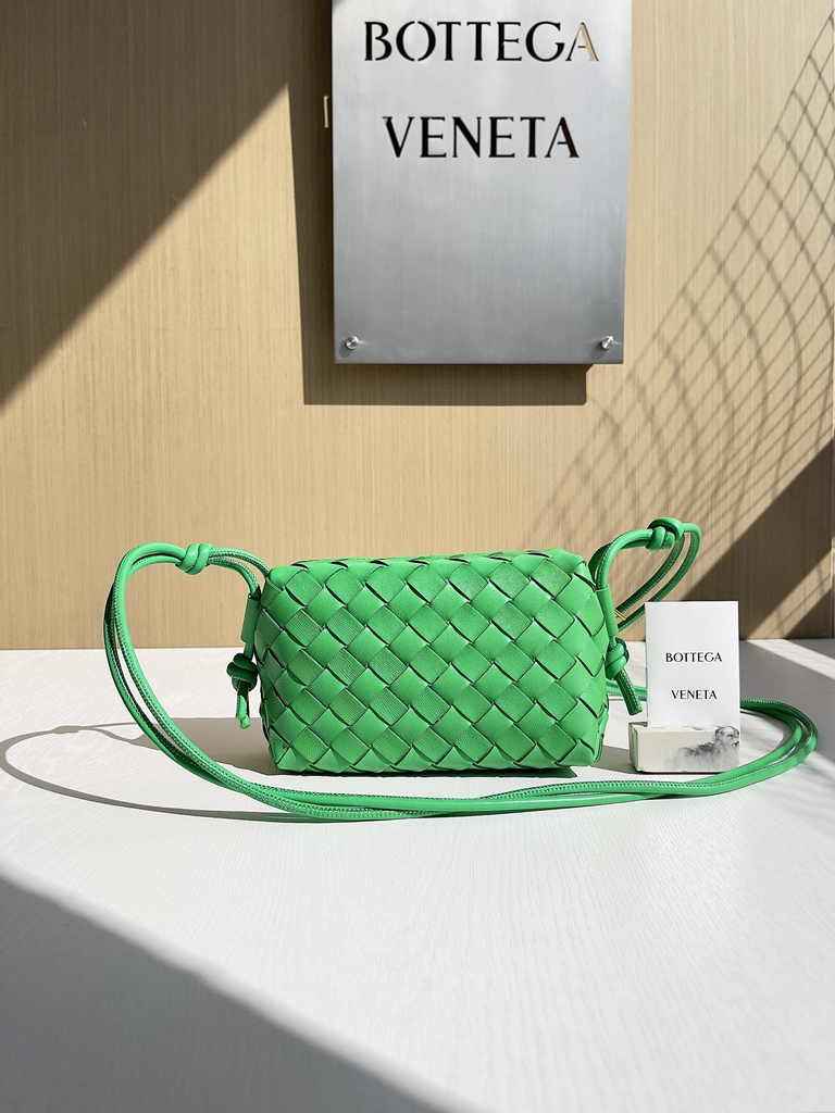 Bottega Veneta Mini Loop Camera Cross-Body Bag 680254 Green Lambskin