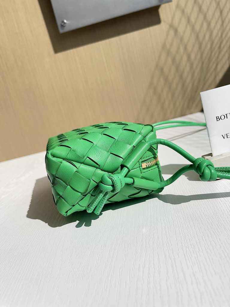 Bottega Veneta Mini Loop Camera Cross-Body Bag 680254 Green Lambskin