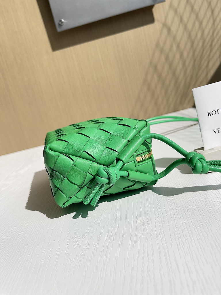 Bottega Veneta Mini Loop Camera Cross-Body Bag 680254 Green Lambskin