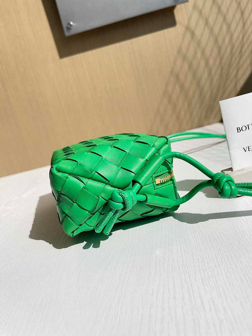Bottega Veneta Mini Loop Camera Cross-Body Bag 680254 Green Lambskin