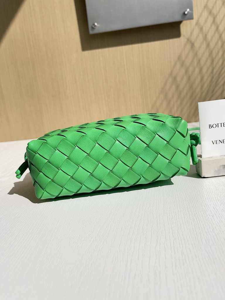 Bottega Veneta Mini Loop Camera Cross-Body Bag 680254 Green Lambskin