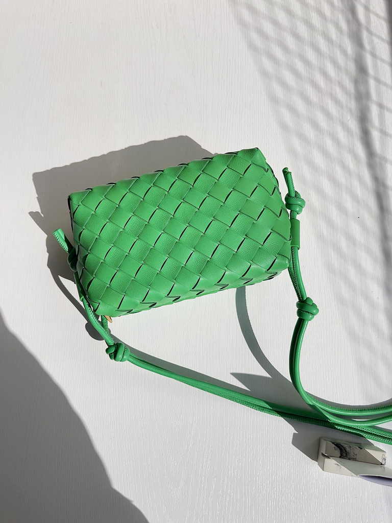 Bottega Veneta Mini Loop Camera Cross-Body Bag 680254 Green Lambskin