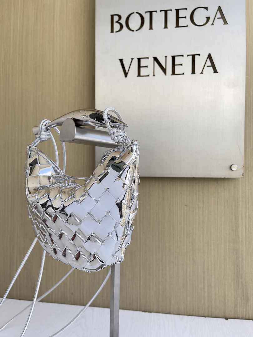 Bottega Veneta Mini Sardine 744267 Lambskin Silver