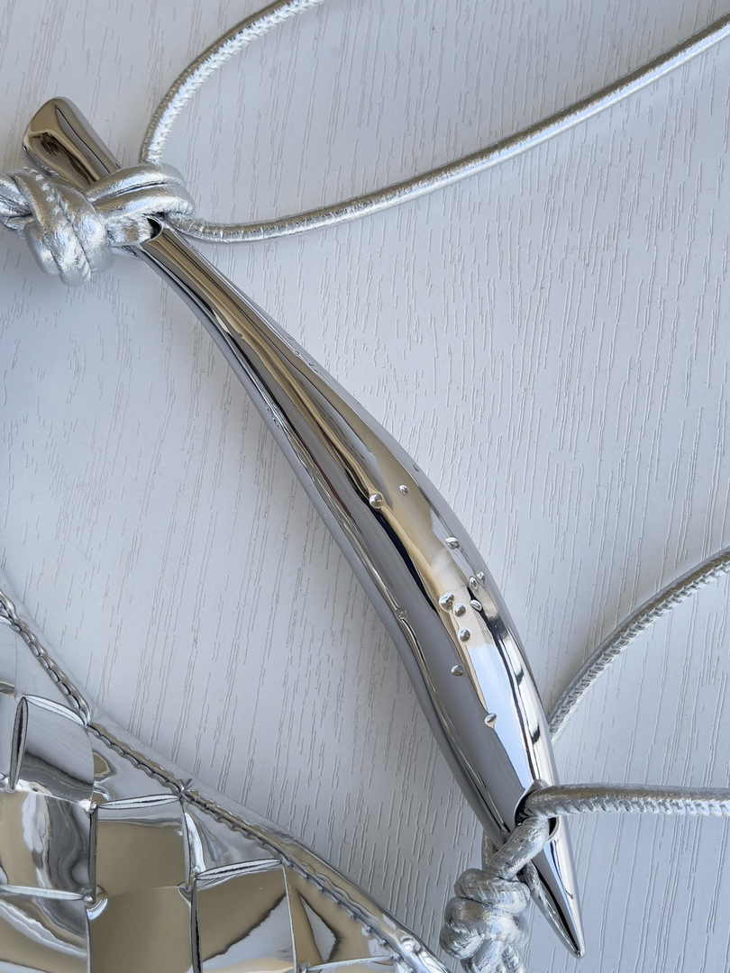 Bottega Veneta Mini Sardine 744267 Lambskin Silver