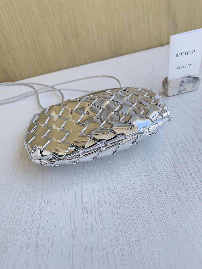 Bottega Veneta Mini Sardine 744267 Lambskin Silver