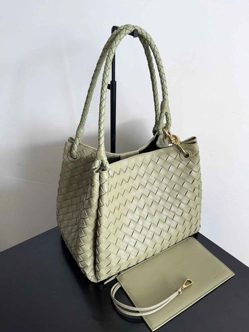 Bottega Veneta Parachute Large 796571 – Light Green Leather Hobo Bag