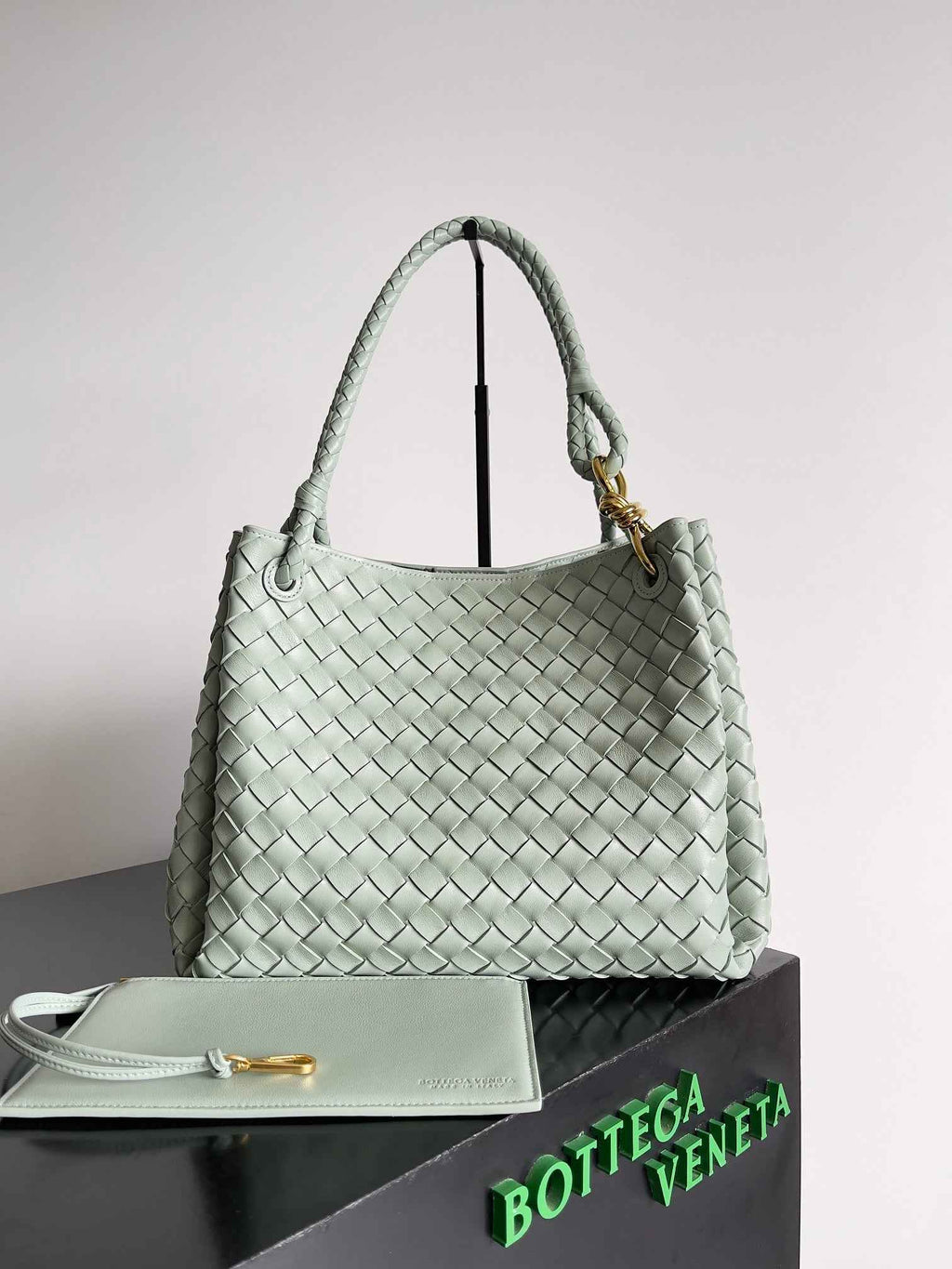Bottega Veneta Parachute Large 796571 – Light Green Leather - Default Title - View 1