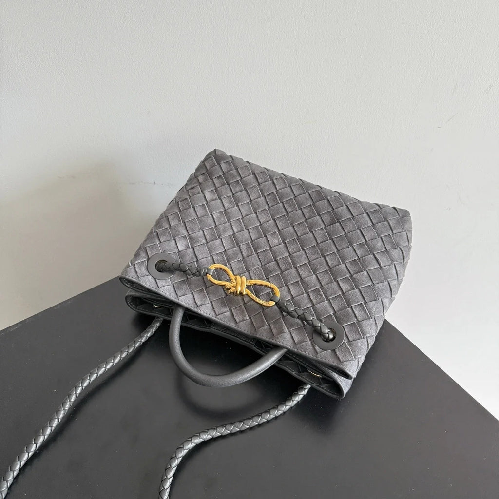 Bottega Veneta Small Andiamo Bag 743568 Suede Gray