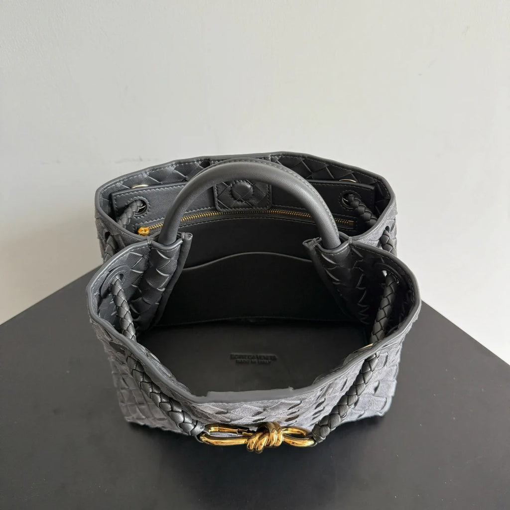 Bottega Veneta Small Andiamo Bag 743568 Suede Gray