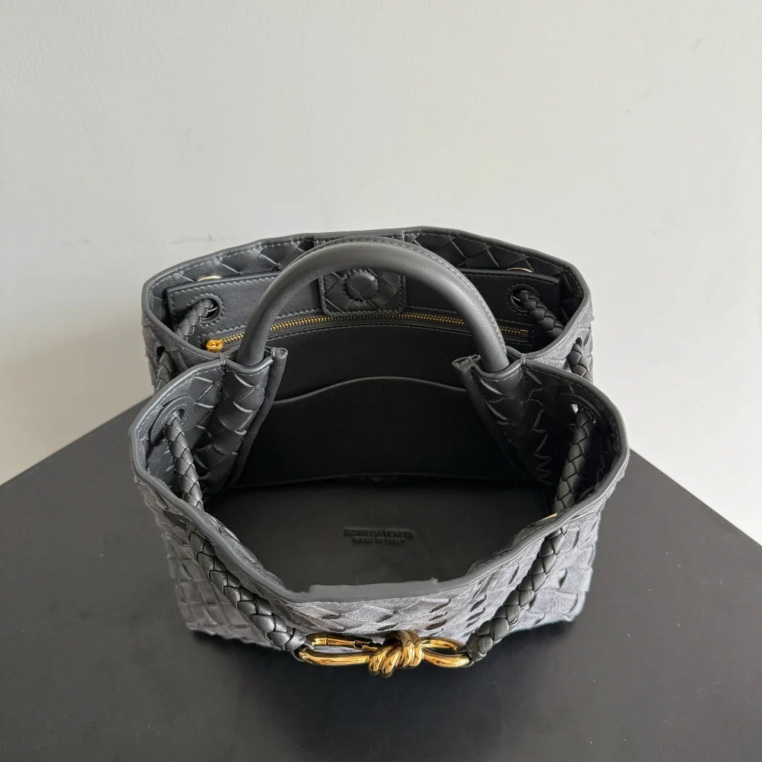 Bottega Veneta Small Andiamo Bag 743568 Suede Gray