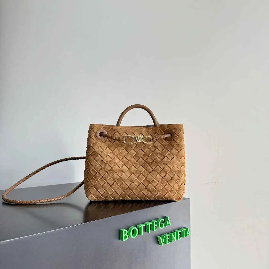 Bottega Veneta Small Andiamo Bag 743568 Suede Brown