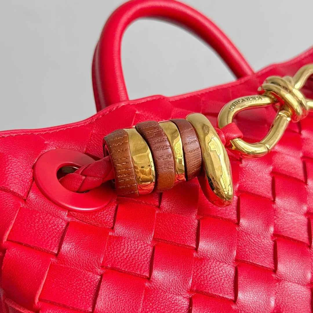 Bottega Veneta Small Andiamo Bag in 743568 Lambskin Red