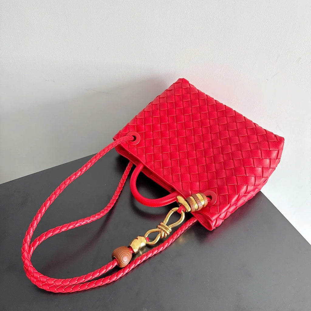 Bottega Veneta Small Andiamo Bag in 743568 Lambskin Red