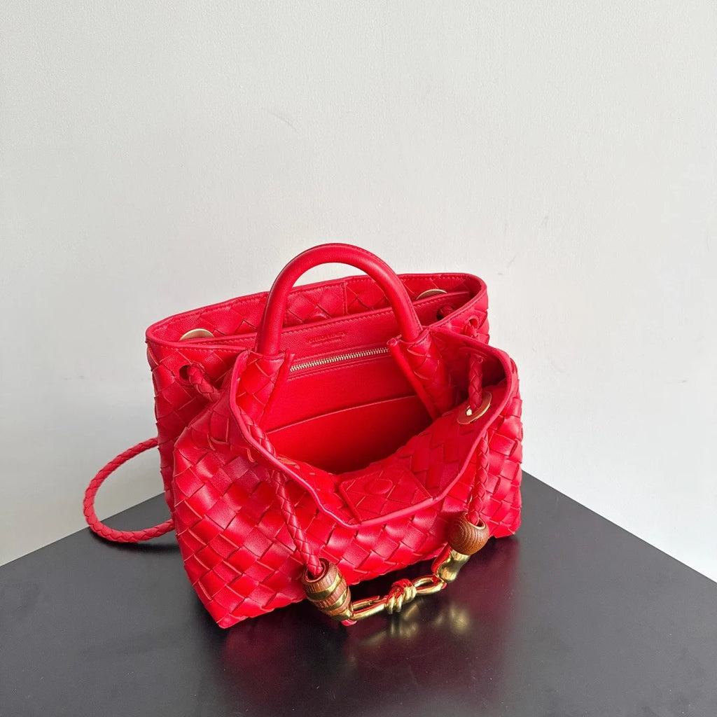 Bottega Veneta Small Andiamo Bag in 743568 Lambskin Red