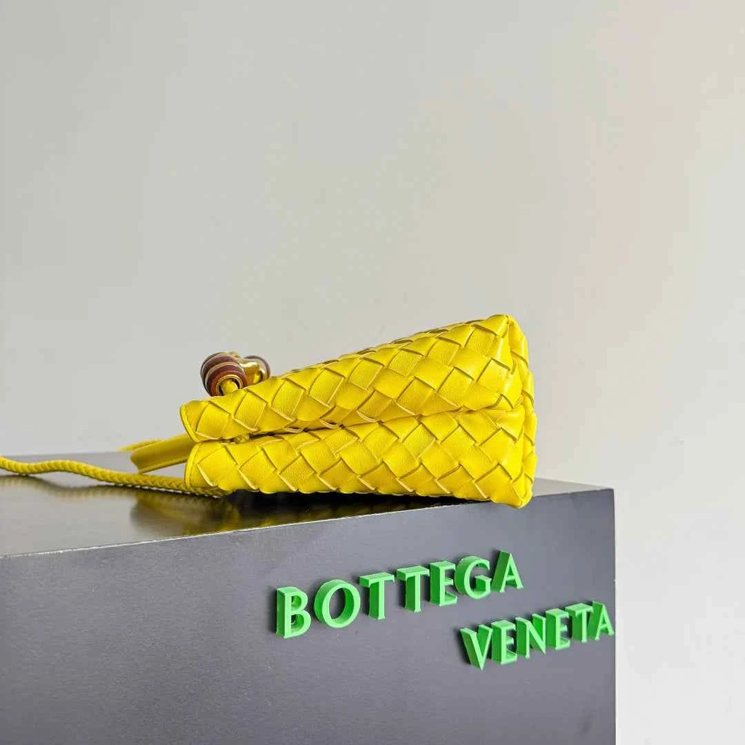 Bottega Veneta Small Andiamo Bag in 743568 Lambskin Yellow
