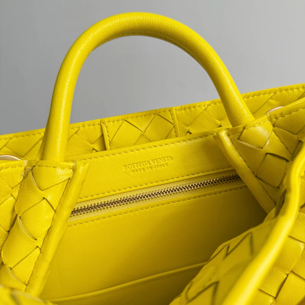 Bottega Veneta Small Andiamo Bag in 743568 Lambskin Yellow
