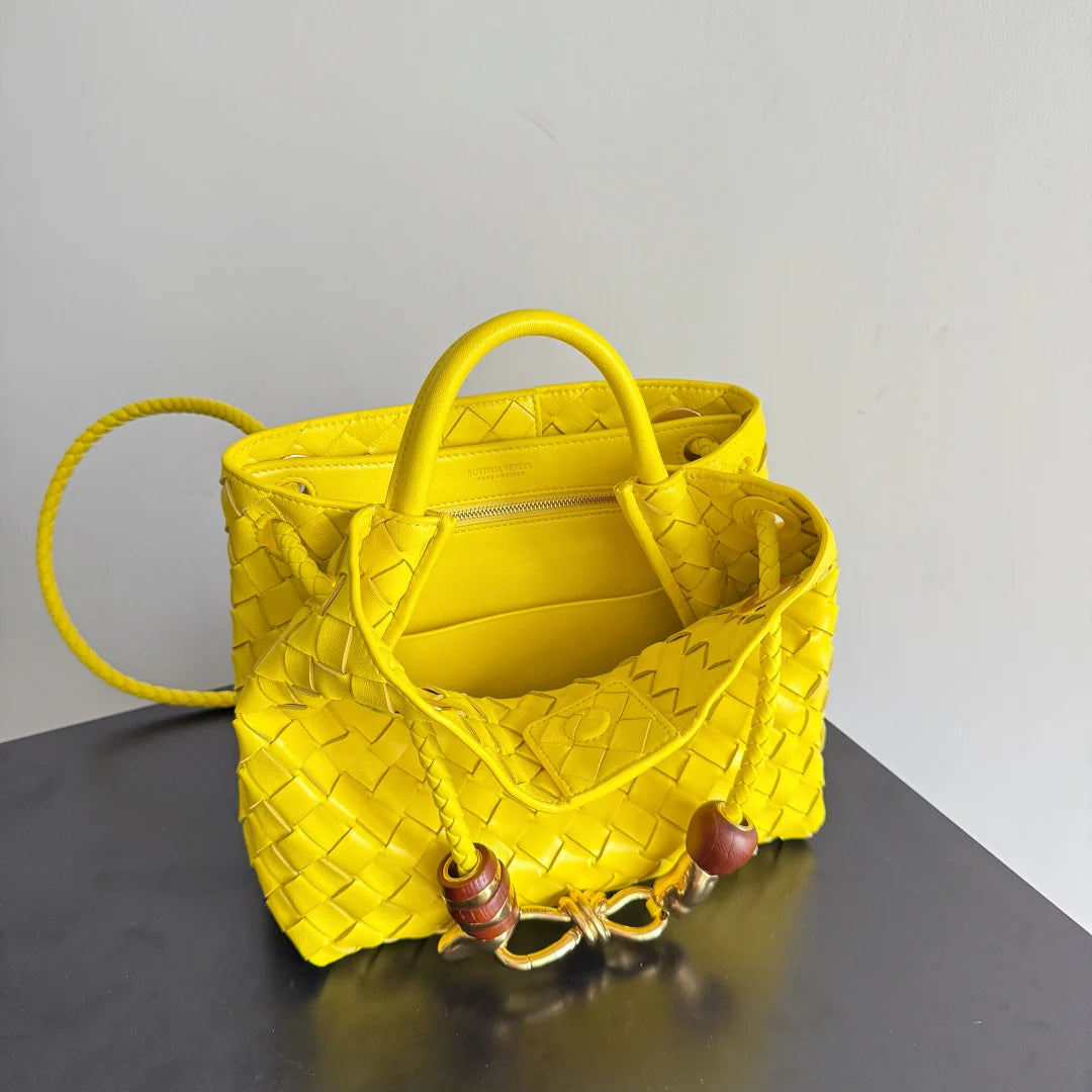 Bottega Veneta Small Andiamo Bag in 743568 Lambskin Yellow
