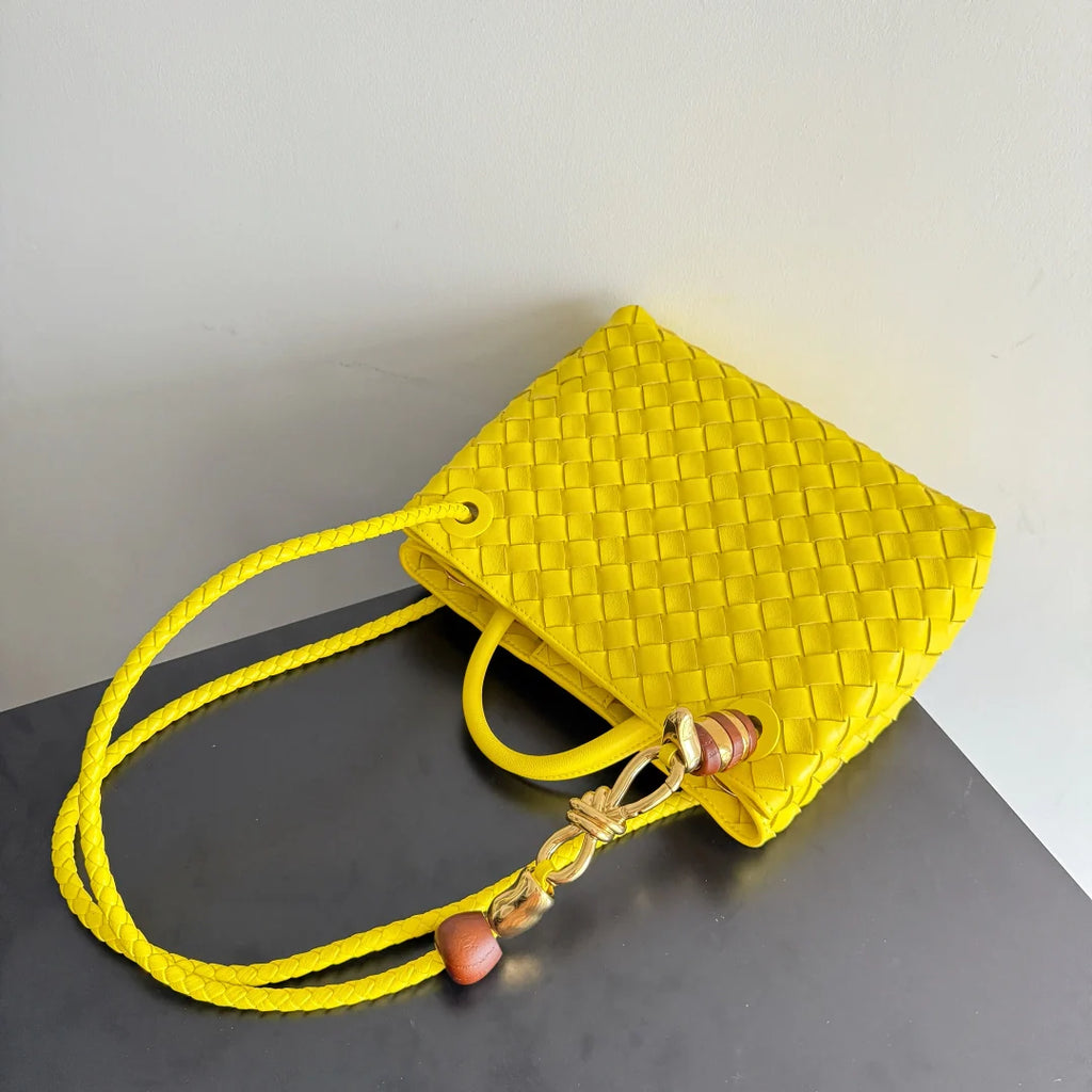 Bottega Veneta Small Andiamo Bag in 743568 Lambskin Yellow