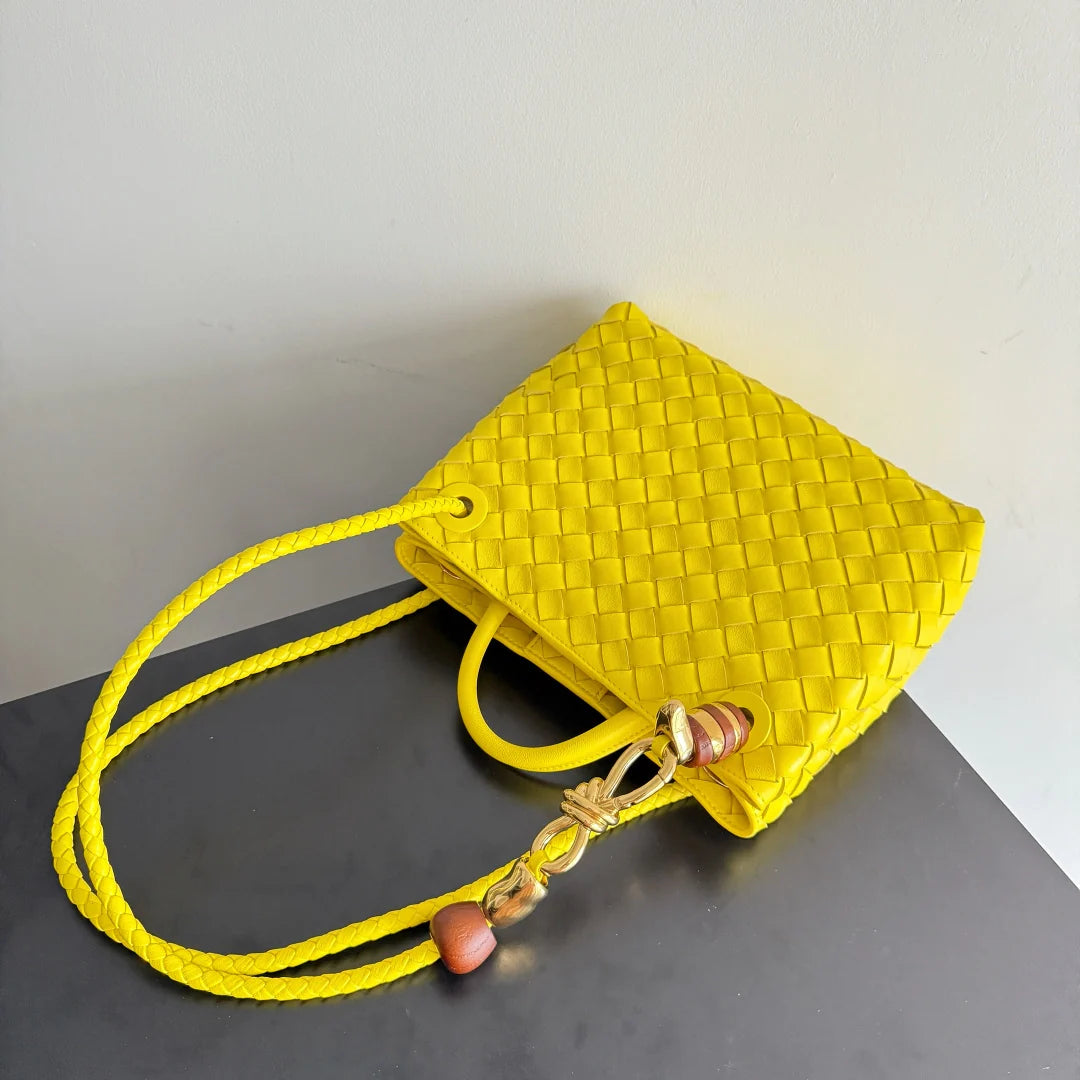 Bottega Veneta Small Andiamo Bag in 743568 Lambskin Yellow