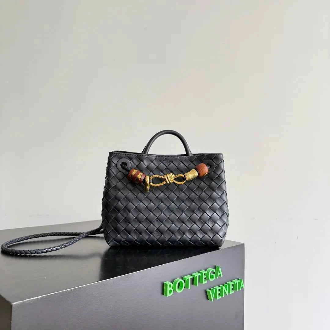 Bottega Veneta Small Andiamo Bag in 743568 Lambskin Navy gold