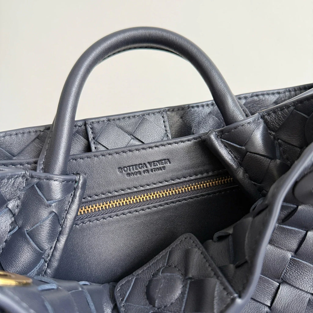 Bottega Veneta Small Andiamo Bag in 743568 Lambskin Navy gold