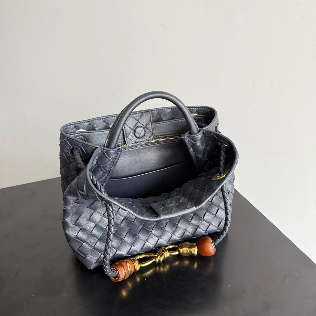 Bottega Veneta Small Andiamo Bag in 743568 Lambskin Navy gold