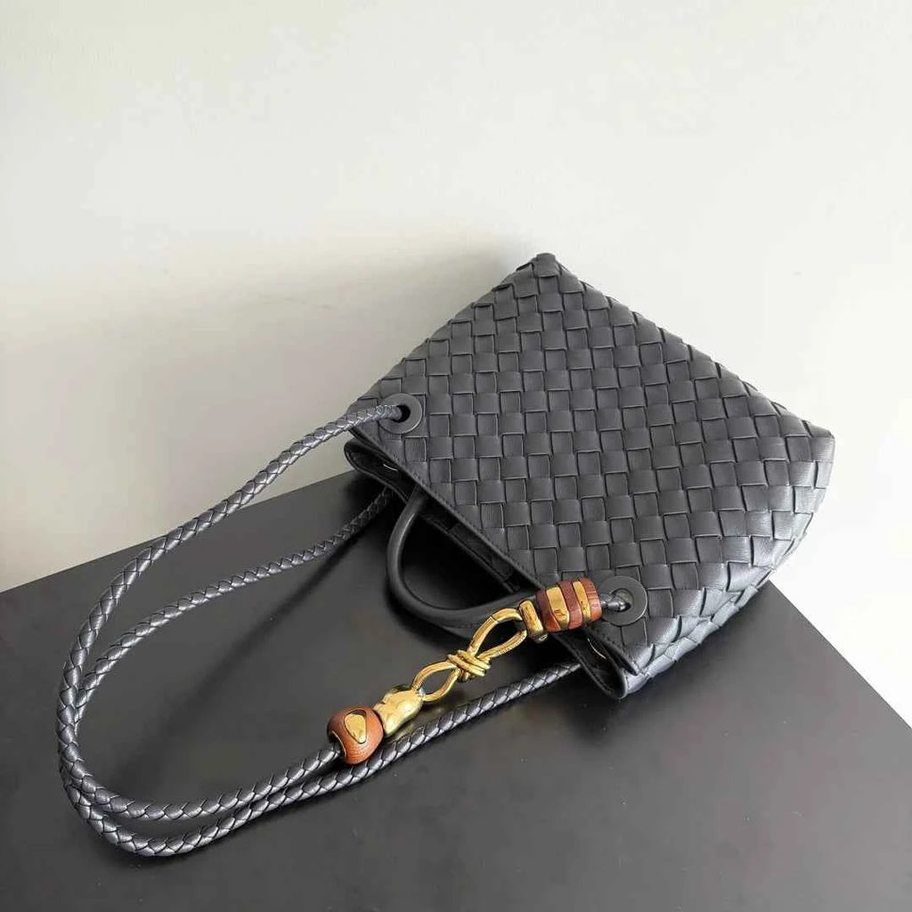 Bottega Veneta Small Andiamo Bag in 743568 Lambskin Navy gold
